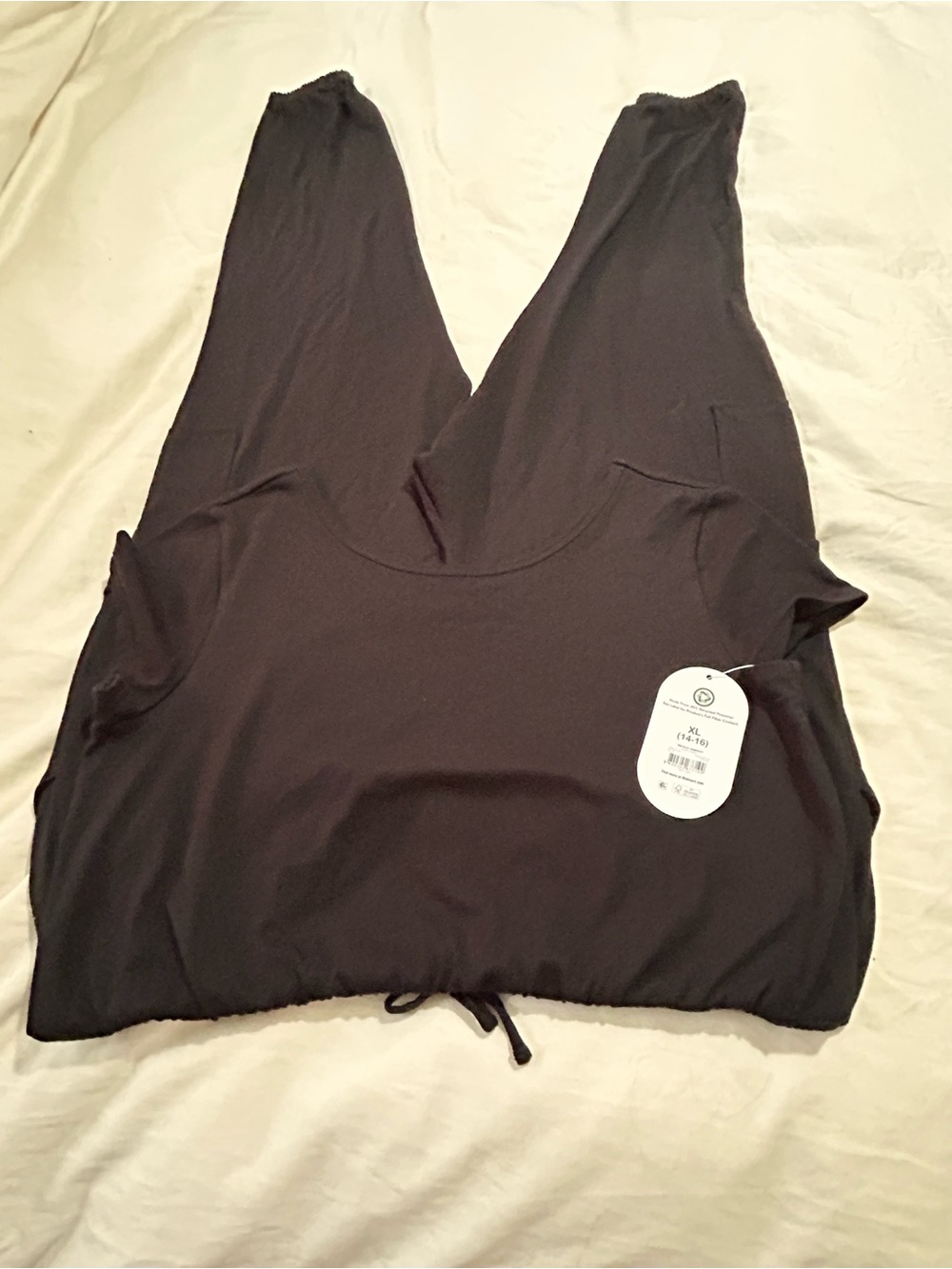 wonder nation Black Scoop Neck Drawstring Tank